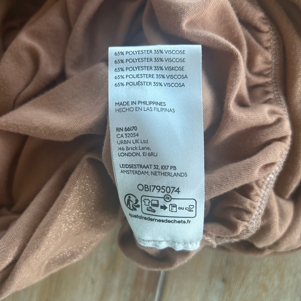 Anthropologie Maeve Ruched Metallic Muscle Tee Women’s Small in tan/gold - Picture 12 of 14